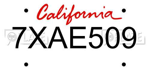 7XAE509 California License Plate