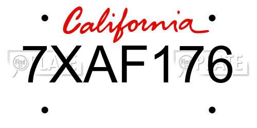 7XAF176 California License Plate