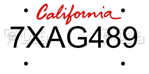 7XAG489 California License Plate