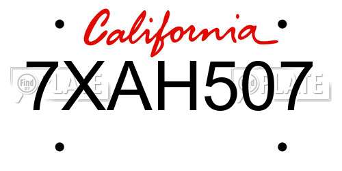 7XAH507 California License Plate