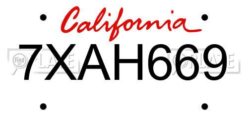 7XAH669 California License Plate