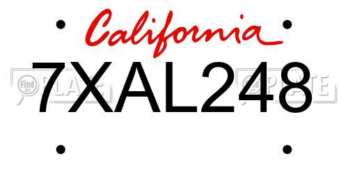 7XAL248 California License Plate