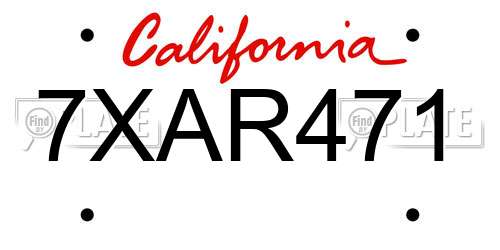 7XAR471 California License Plate