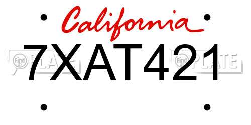 7XAT421 California License Plate