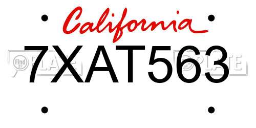 7XAT563 California License Plate