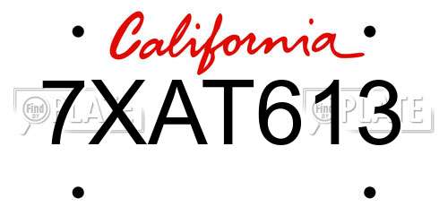 7XAT613 California License Plate