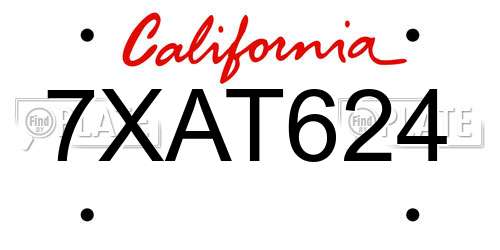 7XAT624 California License Plate