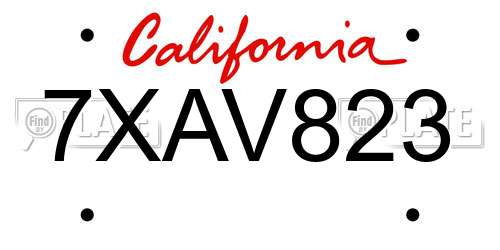 7XAV823 California License Plate