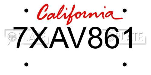 7XAV861 California License Plate