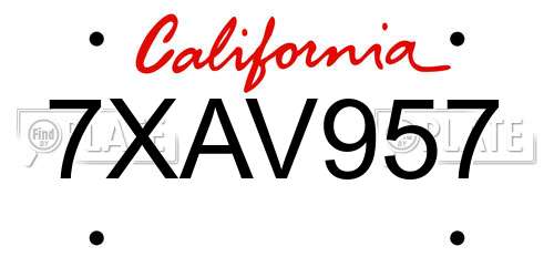 7XAV957 California License Plate