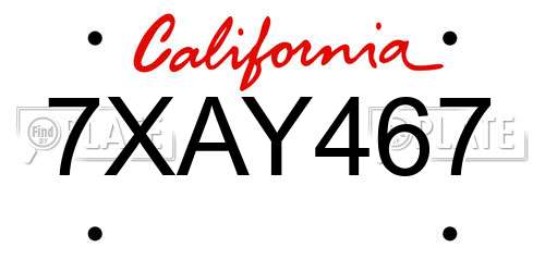 7XAY467 California License Plate