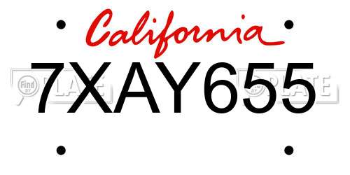 7XAY655 California License Plate