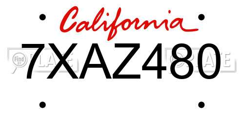 7XAZ480 California License Plate