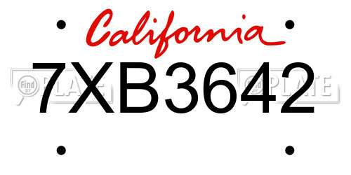 7XB3642 California License Plate