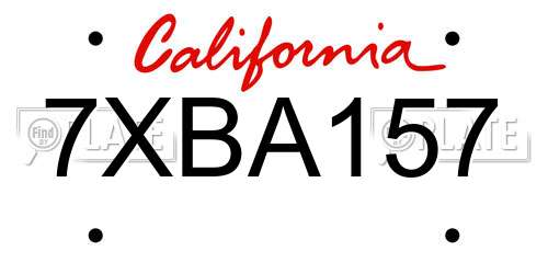 7XBA157 California License Plate