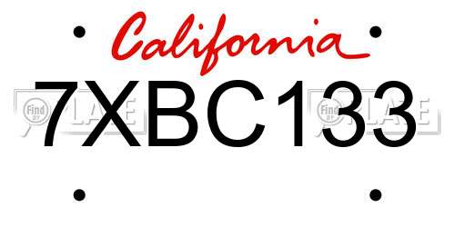 7XBC133 California License Plate