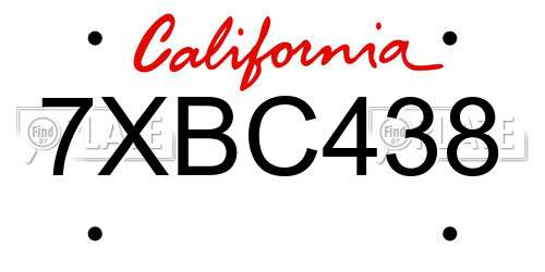 7XBC438 California License Plate