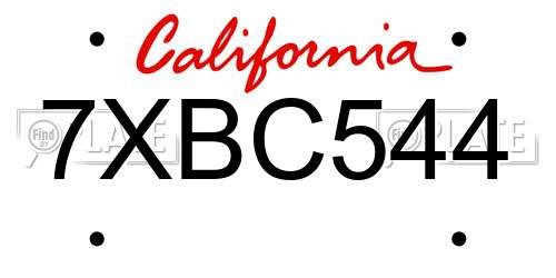 7XBC544 California License Plate