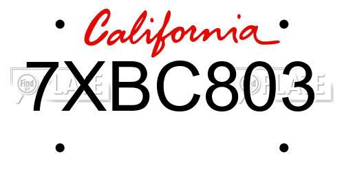 7XBC803 California License Plate