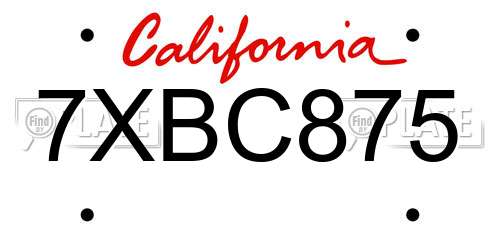 7XBC875 California License Plate