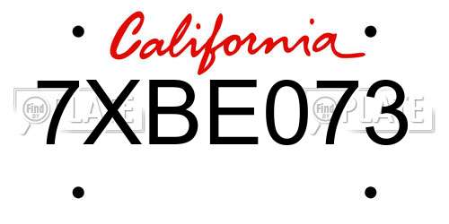 7XBE073 California License Plate