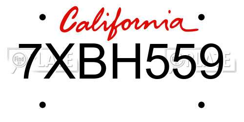7XBH559 California License Plate