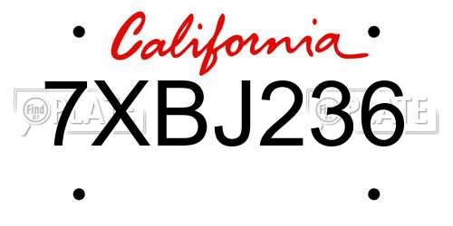7XBJ236 California License Plate