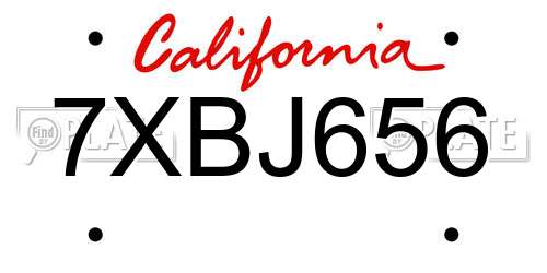 7XBJ656 California License Plate