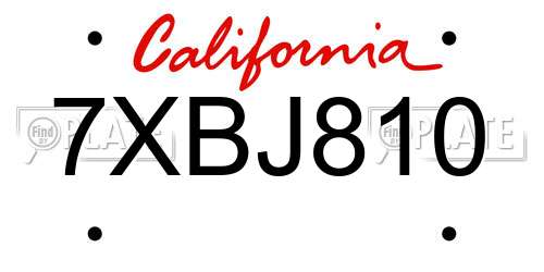 7XBJ810 California License Plate