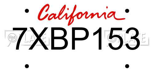 7XBP153 California License Plate