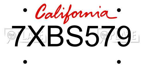 7XBS579 California License Plate