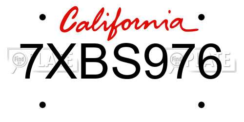 7XBS976 California License Plate