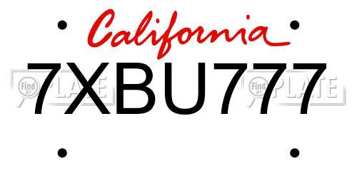 7XBU777 California License Plate