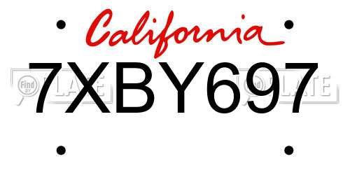 7XBY697 California License Plate