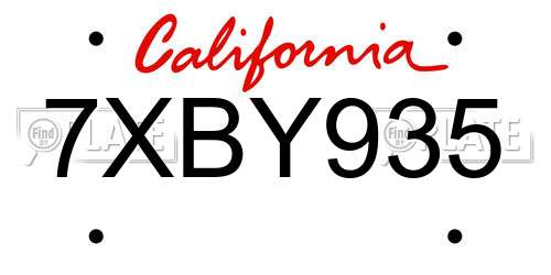 7XBY935 California License Plate