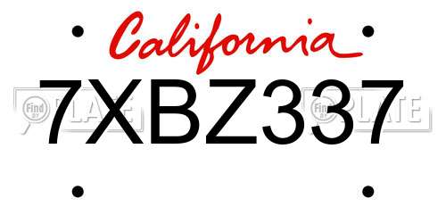 7XBZ337 California License Plate