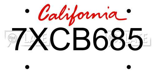 7XCB685 California License Plate