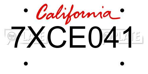 7XCE041 California License Plate