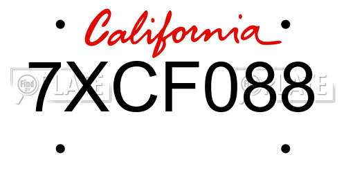 7XCF088 California License Plate