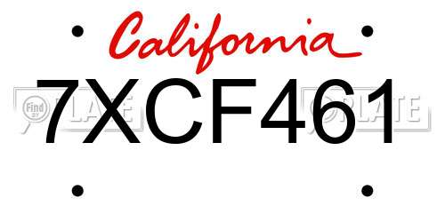 7XCF461 California License Plate