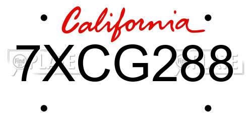 7XCG288 California License Plate