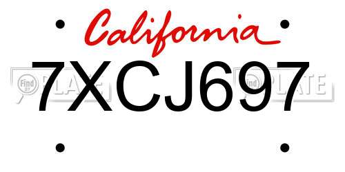 7XCJ697 California License Plate