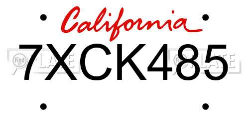 7XCK485 California License Plate