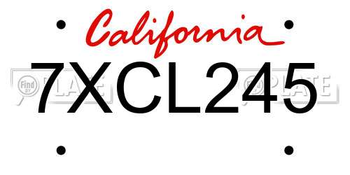 7XCL245 California License Plate