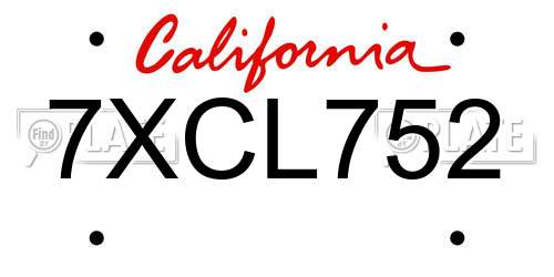 7XCL752 California License Plate