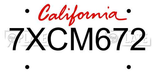 7XCM672 California License Plate