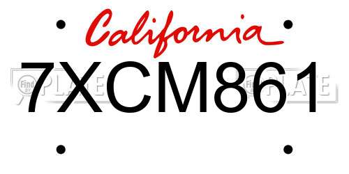 7XCM861 California License Plate
