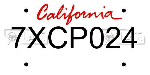 7XCP024 California License Plate