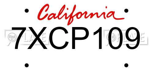 7XCP109 California License Plate