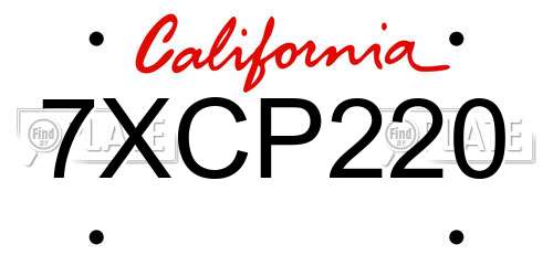 7XCP220 California License Plate